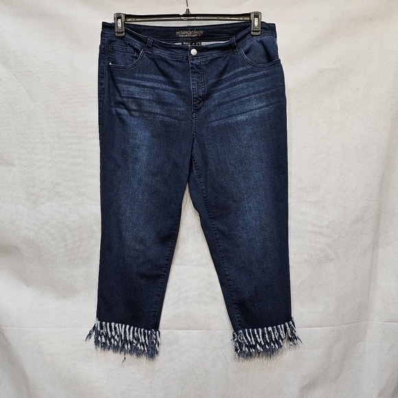 Women With Control My Wonder Denim Fringe Hem Blue Jeans Size 20WP - Picture 2 of 7